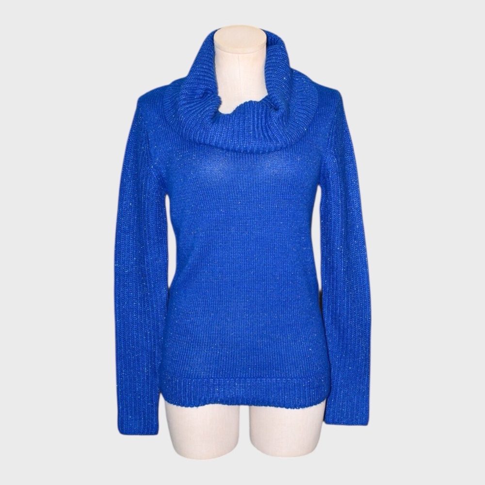 Faded Glory Blue Sparkle Cowlneck Sweater‎